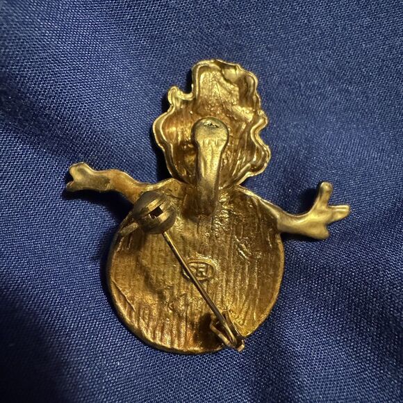 Holiday Snowman Brooch with Bobbly Head [Jewelry 070] - Picture 3 of 6